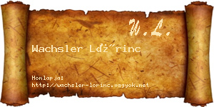 Wachsler Lőrinc névjegykártya